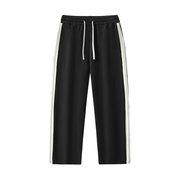 Contrast Side-Stripe Straight-Leg Pants